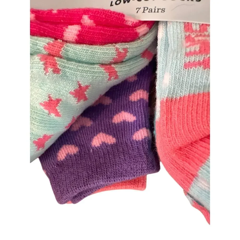 Cat & Jack Girls Low-Cut Socks Colorful 7 Pairs, Size 12-24 Months